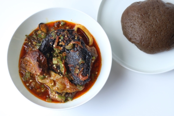 Keto low carb aubergine eggplant amala fufu swallow and soup